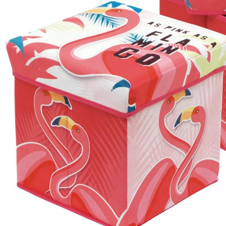 Flamingo Fabric Storage Bin With Stool by Zaska